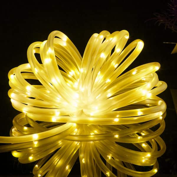 Outdoor 35.7 ft. Solar Powered Warm White LED Rope Light with 8 Modes (2-Pack) (2-Piece)
