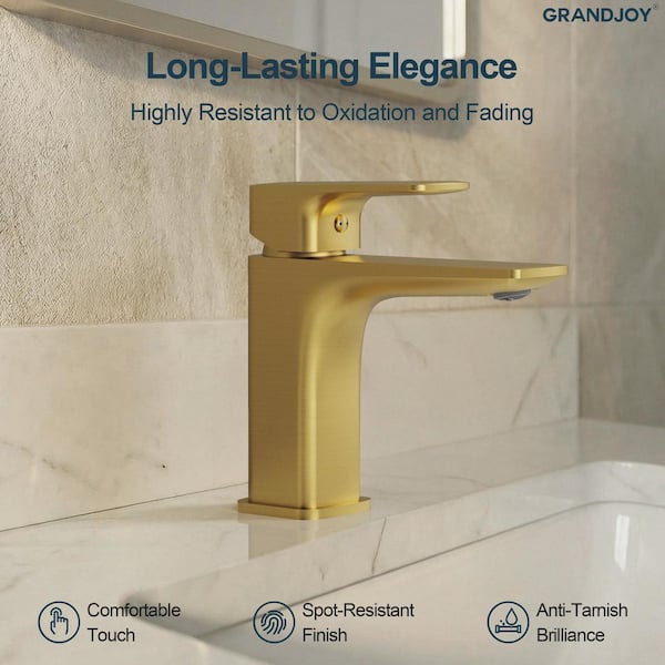 GRANDJOY 6.5 in. Low-Arc 1-Handle Single Hole Brass Bathroom Sink