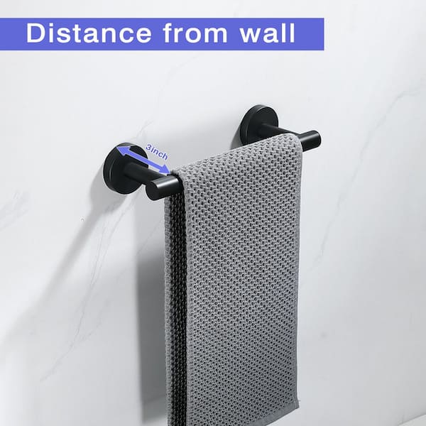 9 in. Wall Mounted Towel Bar in Stainless Steel Matte Black