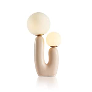 19 in. Beige Table Lamps with Milk White Frosted Glass Globe Shade