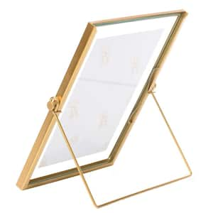 5 in. x 7 in. Gold Modern Metal Floating Tabletop Photo Picture Frame with Glass Cover and Easel Stand