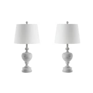 Alban 27 in. White Wash Table Lamp with Off-White Shade (Set of 2)