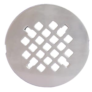 4-1/4 in. Round Replacement Snap-In Strainer in Stainless Steel for No Caulk Fiberglass Shower Stall Drains