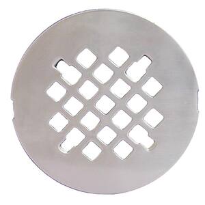 4-1/4 in. Round Replacement Snap-In Strainer in Stainless Steel for No Caulk Fiberglass Shower Stall Drains