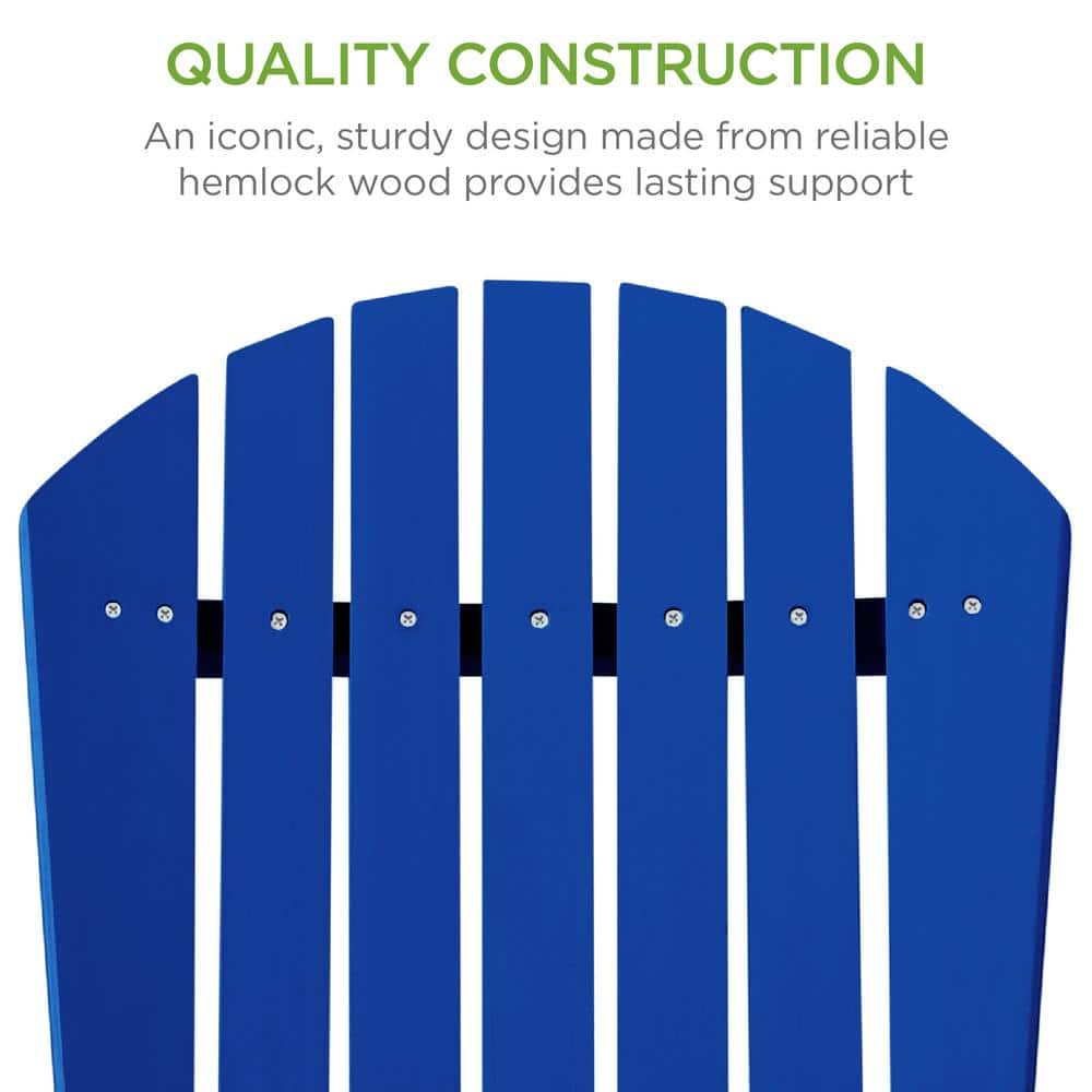 Blue Wooden Folding Adirondack Chair with Arms
