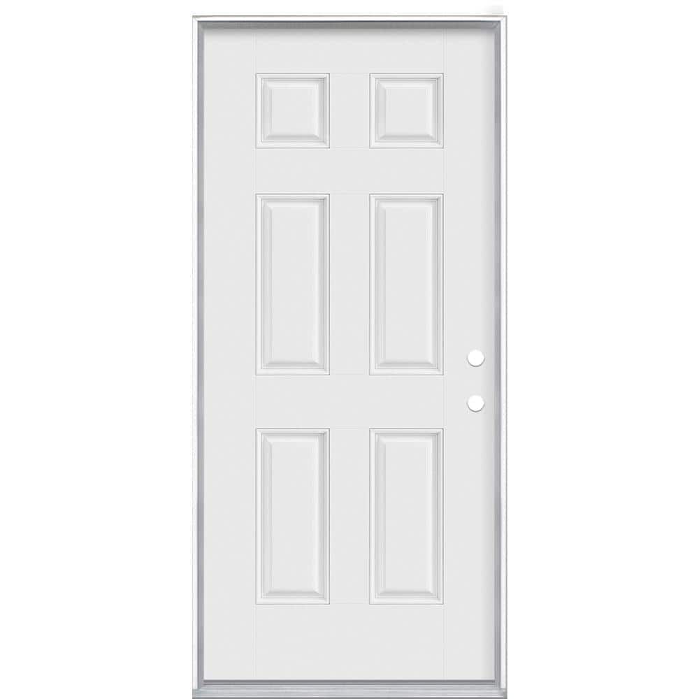 36 in. x 80 in. 6-Panel Left Hand Inswing Painted Smooth Fiberglass Prehung Front Exterior Door No Brickmold price history on PriceWatchPro