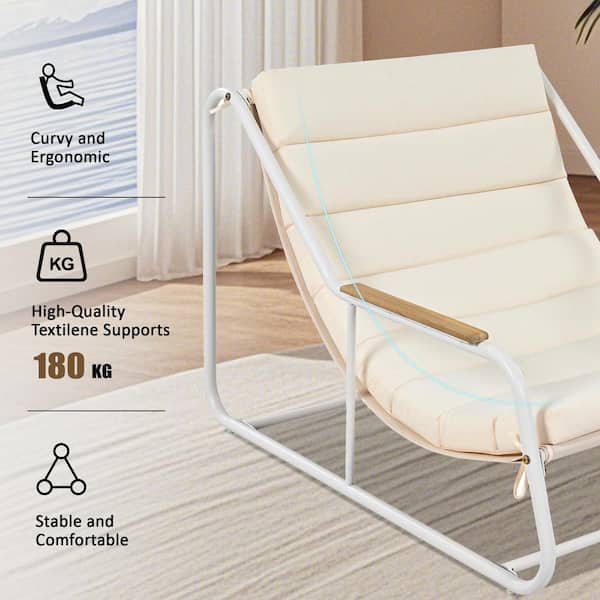 White 3-Piece Metal Outdoor Chaise Lounge Chairs, Patio