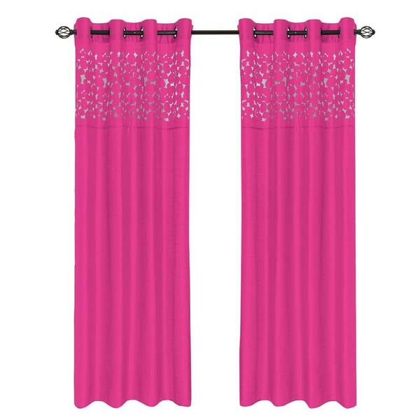 Lavish Home Fuschia Karla Laser-Cut Grommet Curtain Panel, 108 in. Length