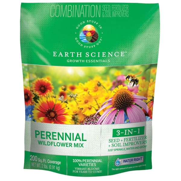 EARTH SCIENCE 2 lbs. Perennial All-In-One Wild Flower Mix with Seed, Plant Food and Soil Conditioners