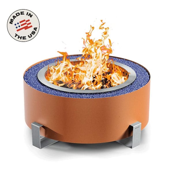 Breeo Luxeve Earth Rust with Dark Blue Glass Outdoor Smokeless Fire Pit