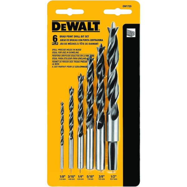 DEWALT High Speed Steel Brad-Point Drill Bit Set (6-Piece) DW1720 - The  Home Depot