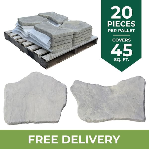 20 x 17 in. and 21 x 13 in. w/ 1.5in Irregular Blue Variegated Concrete Step Stone Kit (20-Pieces/45 Sq. Ft./Pallet)