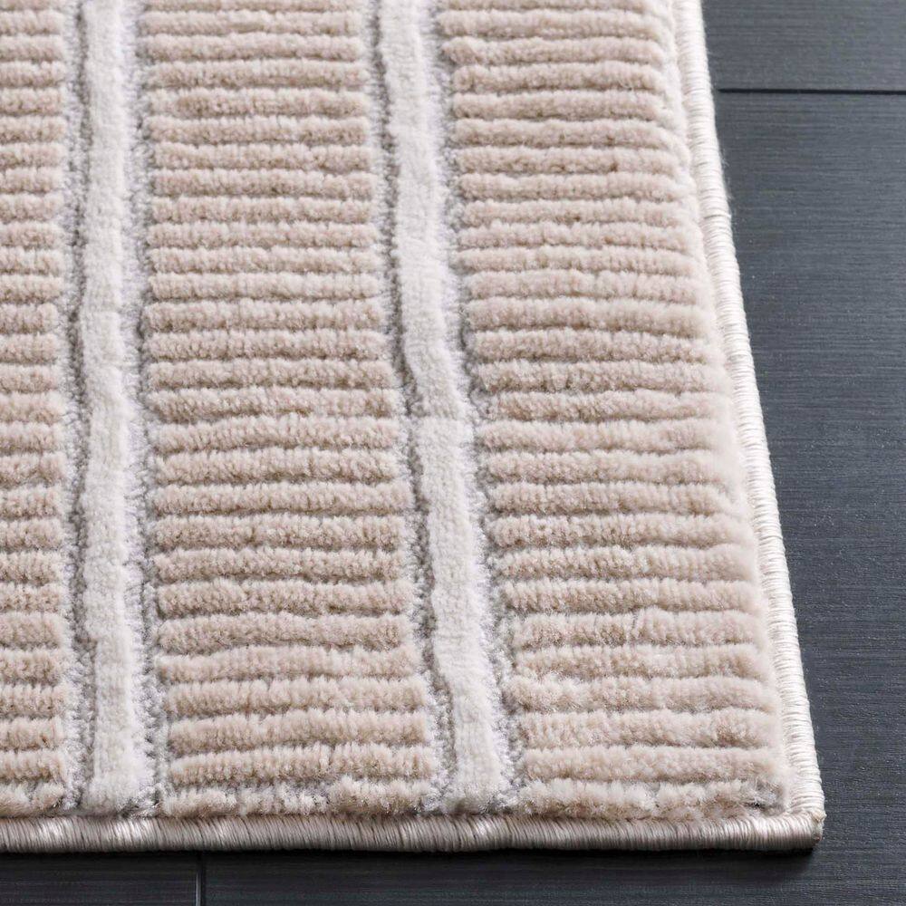 Beige and Grey Geometric 9' x 12' Synthetic Area Rug
