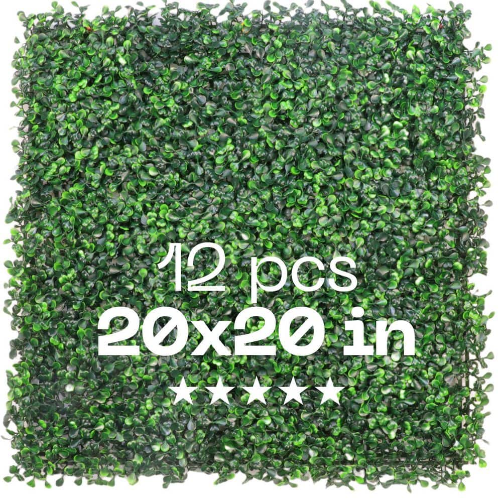 20 in. x 20 in. Artificial Greenery Wall Panels UV-Proof Boxwood Hedge Wall