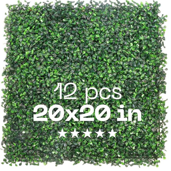Unbranded 20 in. x 20 in. Artificial Greenery Wall Panels UV-Proof Boxwood Hedge Wall Panels Grass Wall Backdrop Outdoor Decor