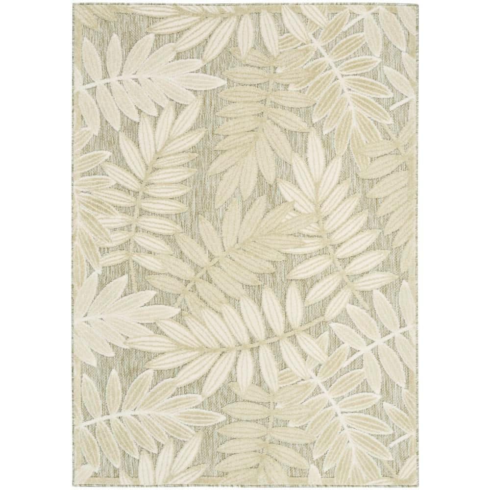 Nourison Aloha Ivory Sage 9 ft. x 12 ft. Botanical Contemporary Area ...