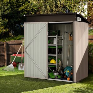 5 ft. W x 3 ft. D Gray Metal Storage Shed with Lockable Door and Vents for Tool, Garden, Bike (12 sq. ft.)