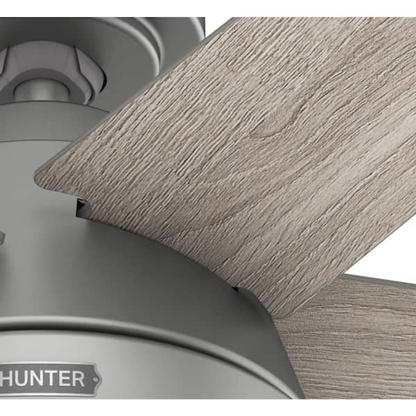 Hunter - Burroughs 44 in. Indoor Matte Silver Ceiling Fan with Light Kit