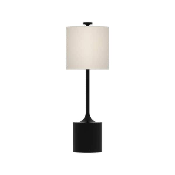 ALORA MOOD Issa 26 in. 1-Light 60-Watt Matte Black/Ivory Linen Modern Table Lamp