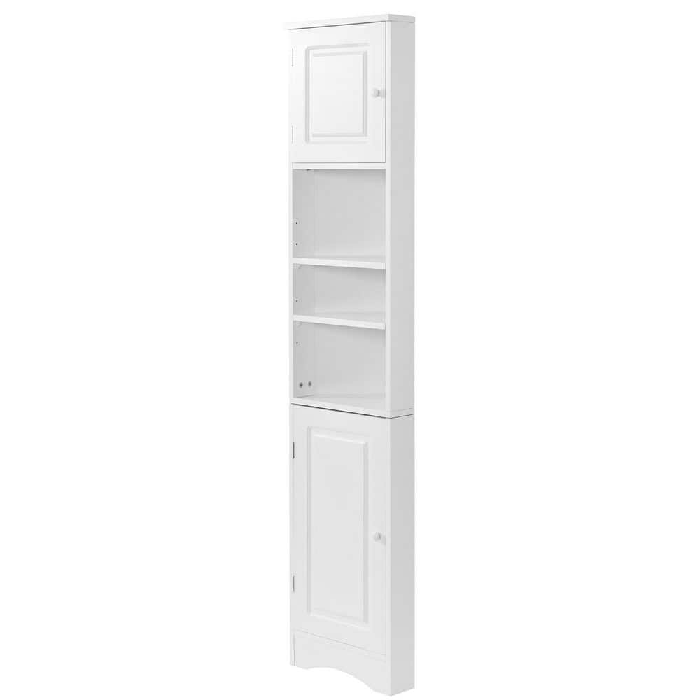 14.6 in. W x 9.4 in. D x 66.9 in. H White Wood Corner Linen Cabinet with Doors, Adjustable Shelves and Open Shelf price history on PriceWatchPro