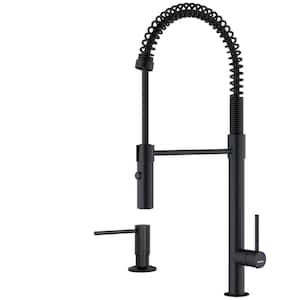 Bluffton Single Handle Pull Down Sprayer Kitchen Faucet with Matching Soap Dispenser in Matte Black