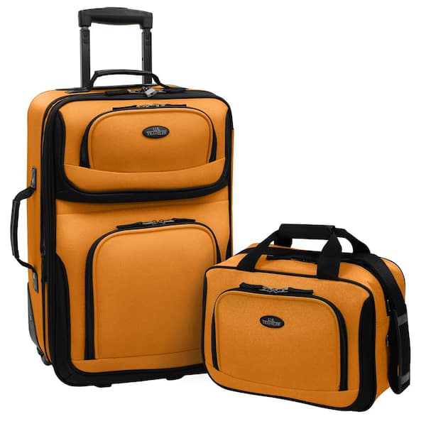 U.S. Traveler Rio 2-Piece Mustard Expandable Carry-On Luggage Set