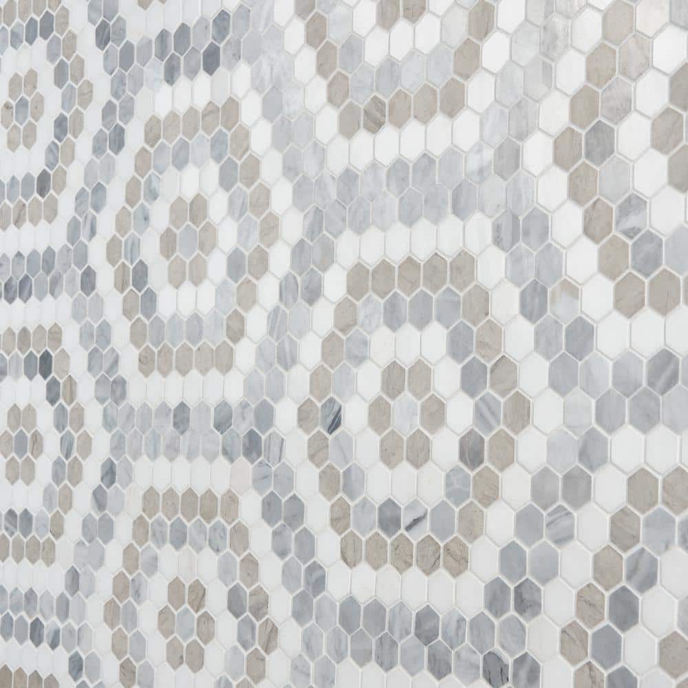 Hyperion Hexagon Polished Marble Mosaic Tile Sheet