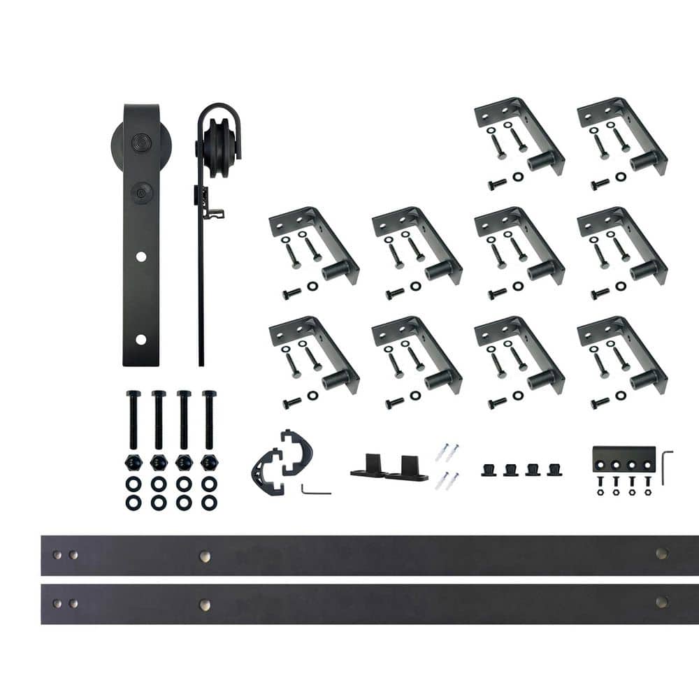 13 ft./156 in. Black Rustic Ceiling Mount Non-Bypass Sliding Barn Door Track and Hardware Kit for Single Door price history on PriceWatchPro