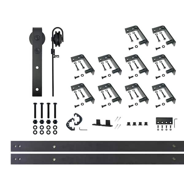 HOMACER 13 ft./156 in. Black Rustic Ceiling Mount Non-Bypass Sliding Barn Door Track and Hardware Kit for Single Door