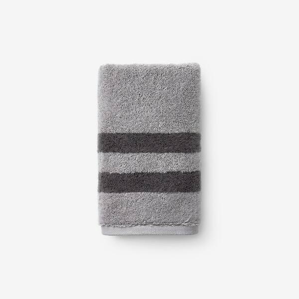 Legends Hotel Mirage Reversible Stripe Aegean Slate Gray Turkish Cotton Single Hand Towel