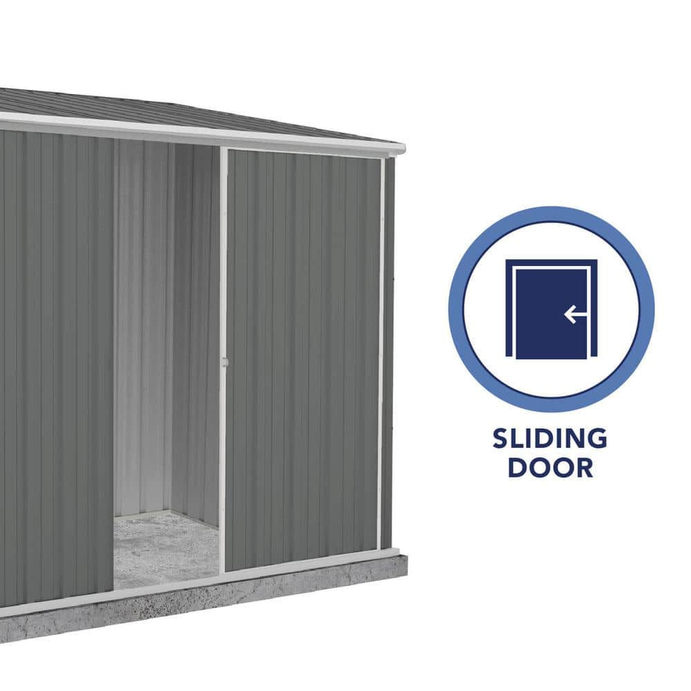 Woodland Gray 7' x 5' Metal Storage Shed with Sliding Door