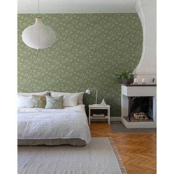A-Street Prints Green Mallow Floral Vine Non-Pasted Non