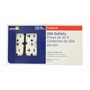 20 Amp 125 V Commercial Grade Duplex Outlet/Receptacle, White (10-Pack) CBR20-WMP