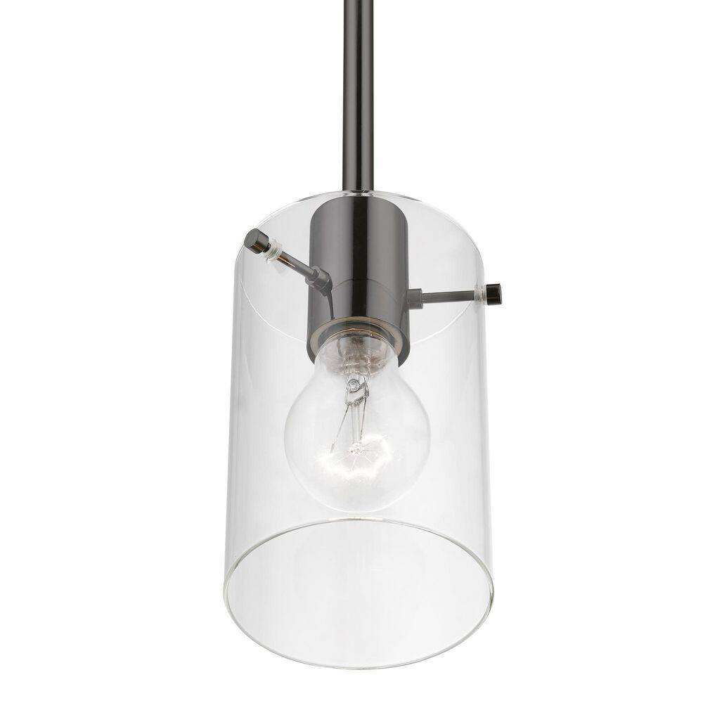Munich Mini Pendant in Black Chrome with Clear Glass Shade
