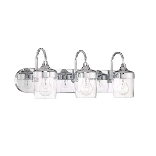 CRAFTMADE Wrenn 24 in. 3-Light Chrome Finish Vanity Light with Clear Glass Shade