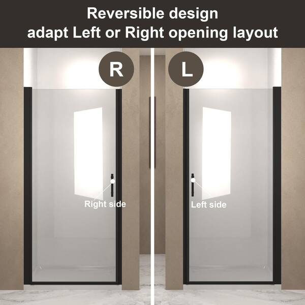 ZXDDMS 36 in.-37 in.W x 72 in.H Framed Pivot Shower Door in Matte