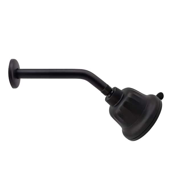 Westbrass 5 in. Filter Shower Head with 8 in. Brass Shower Arm in Matte Black