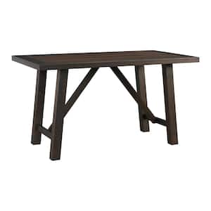 Carter 66" W Rectangular Counter Height Dining Table in Dark Grey Acacia Seating Capacity up to 4
