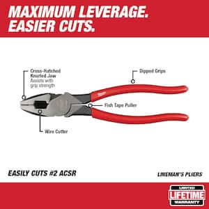 9 in. High-Leverage Linesman Pliers with 9 in. Multi-Purpose Pliers and 8 in. Dipped Grip Long Nose Pliers (3-Piece)