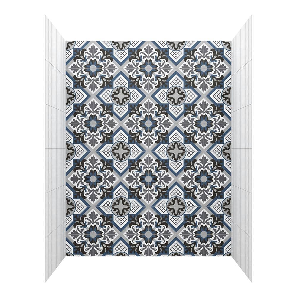 Miseno Msw786036 Readyset 78  X 60  X 36  Five Panel Alcove Shower Wall Kit - Fleur Bleue