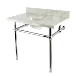 Fauceture 36 in. Marble Console Sink Set with Brass Legs in Marble White/Polished Chrome