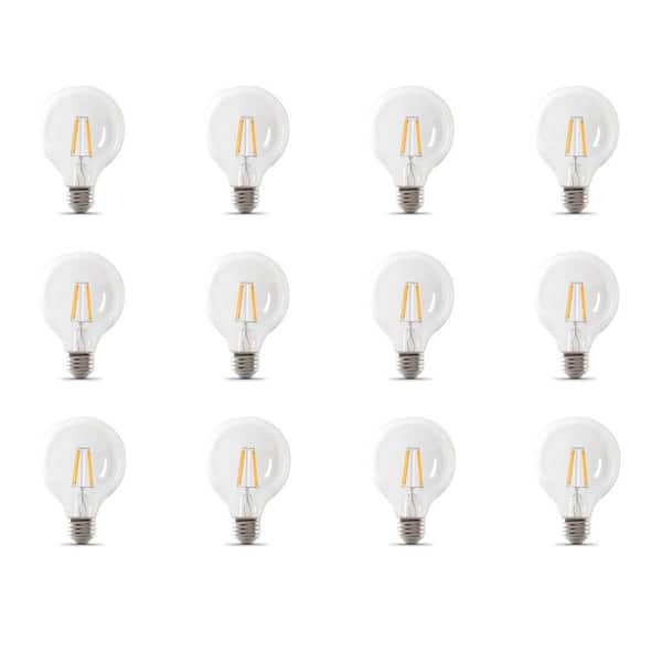 Feit Electric 60-Watt Equivalent G25 Globe Dimmable Filament Clear CEC Title 20 E26 LED Vintage Edison LIght Bulb Soft White (12-Pack)