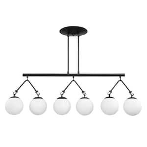 Orion 6-Light Flat Black Linear Chandelier for Kitchen Island with No Bulbs Included
