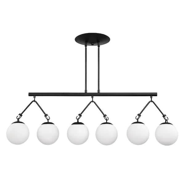 CRAFTMADE Orion 6-Light Flat Black Linear Chandelier for Kitchen Island with No Bulbs Included