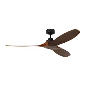 Collins 60 in. Smart Home Matte Black Hugger Ceiling Fan with Dark Walnut Blades, DC Motor and Remote Control