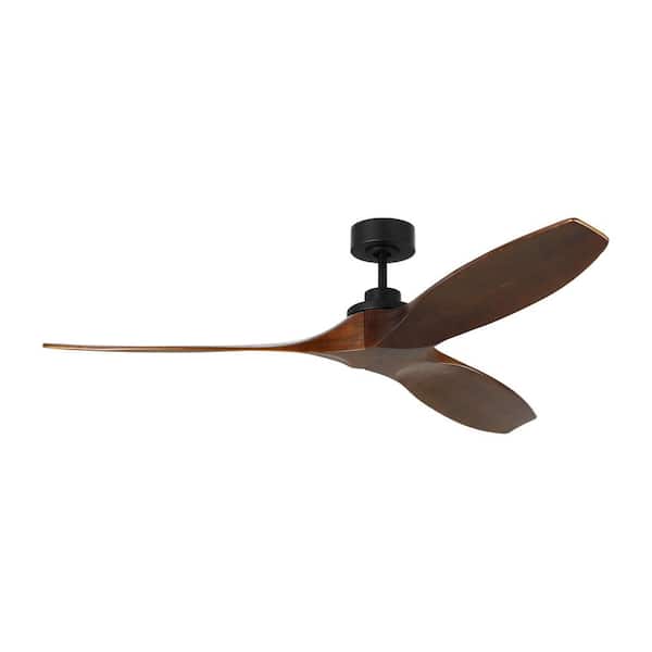 Generation Lighting Collins 60 in. Smart Home Matte Black Hugger Ceiling Fan with Dark Walnut Blades, DC Motor and Remote Control