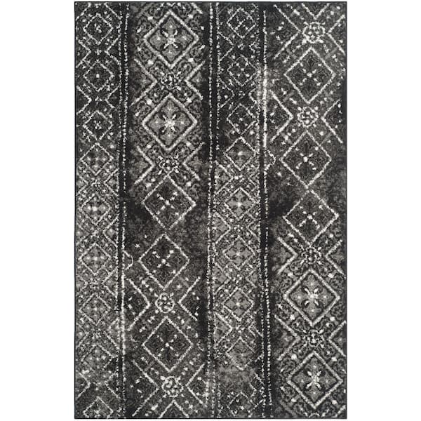 SAFAVIEH Adirondack Black/Silver 6 ft. x 9 ft. Border Striped Area Rug
