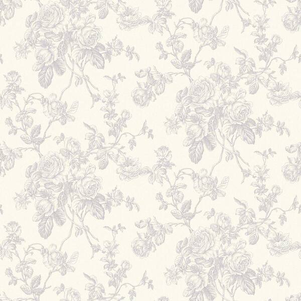 The Wallpaper Company 8 in. x 10 in. Purple Pastel Lacey Rose Toile Wallpaper Sample
