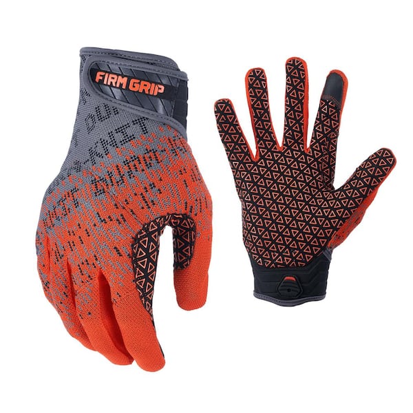 Firm Grip Stripping Gloves, Nitrile, Orange, Large, Pair