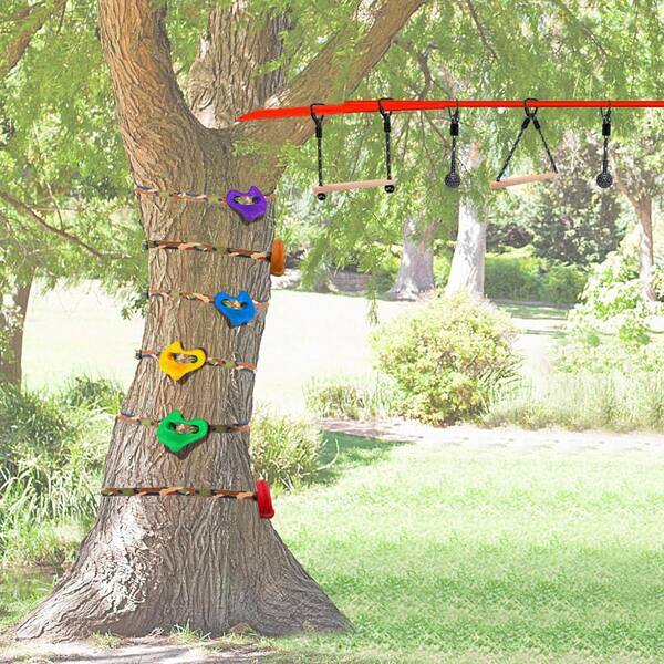 Misopily 3 Ninja Monkey Bars Obstacle Outdoor Play Set Swing